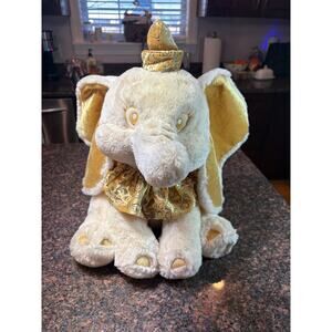 Disney Store Dumbo Plush Gold White Holiday Edition 18" Excellent Cond